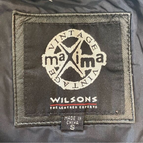 Y2K Wilson Vintage Maxima Black Leather Jacket Size Small - Picture 10 of 15